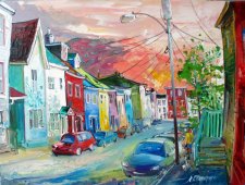 Beautiful St. John's, Newfoundland, Province of Newfoundland and Labrador, Canada, Oil on Canvas