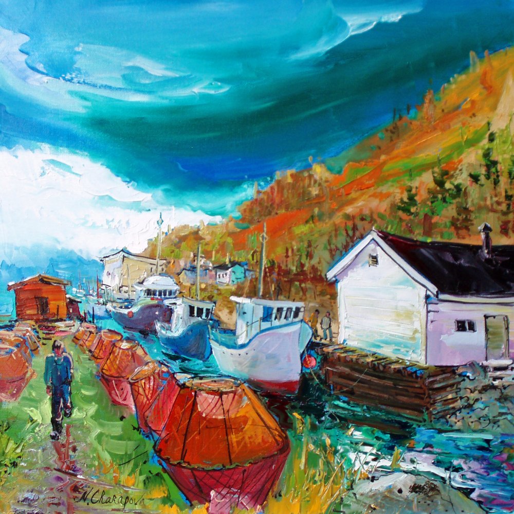 Fishermen wait, Oil on Canvas