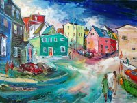 Uphill, Beautiful St. John's, Newfoundland, Province of Newfoundland and Labrador, Canada, Oil on Canvas