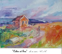 Cabin at Sea, Iles de la Madeleine, Province of Quebec, Canada, Oil on Canvas