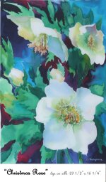 Christmas Rose, Dye on Silk