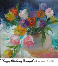 Happy Birthday Bouquet, Oil on Canvas