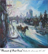 Moment of First Snow, Quebec City, Province of Quebec, Canada, Oil on Canvas