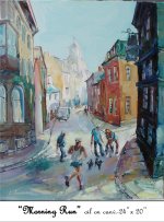 Morning Run, Quebec City, Province of Quebec, Canada, Oil on Canvas