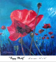 Poppy Motif, Oil on Canvas