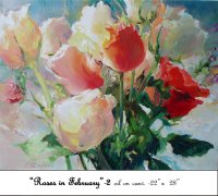 Roses in February 2, Oil on Canvas