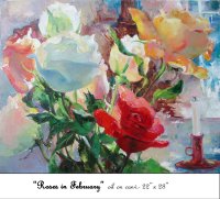 Roses in February, Oil on Canvas